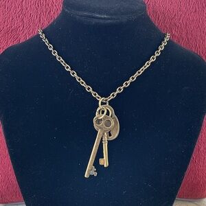 Gold-Tone Key Pendant Necklace - Vintage Inspired